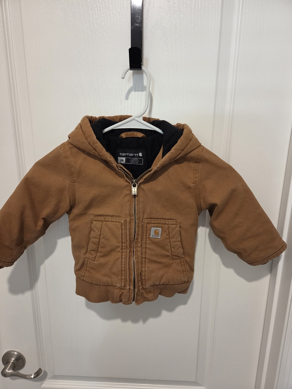 Carhartt 18M Brown Duck Canvas Hooded Jacket Quilted Workwear
